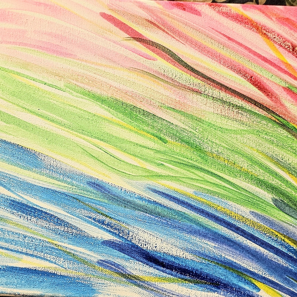 Vibrant Pink, Green, and Blue Canvas Art